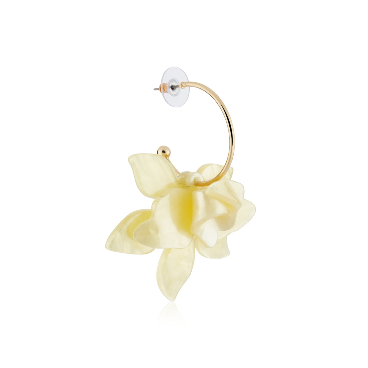 August Woods Gold Yellow Resin Orchid Drop Hoop Earrings