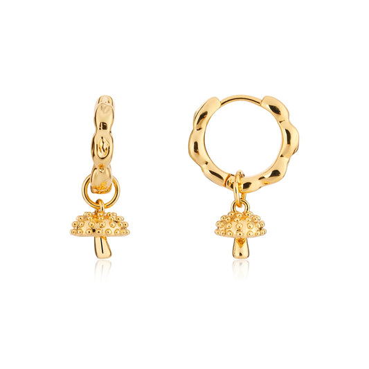 August Woods Gold Mushroom Hoop Earring
