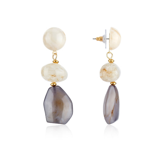 August Woods Gold Neutral 3 Drop Resin Earrings
