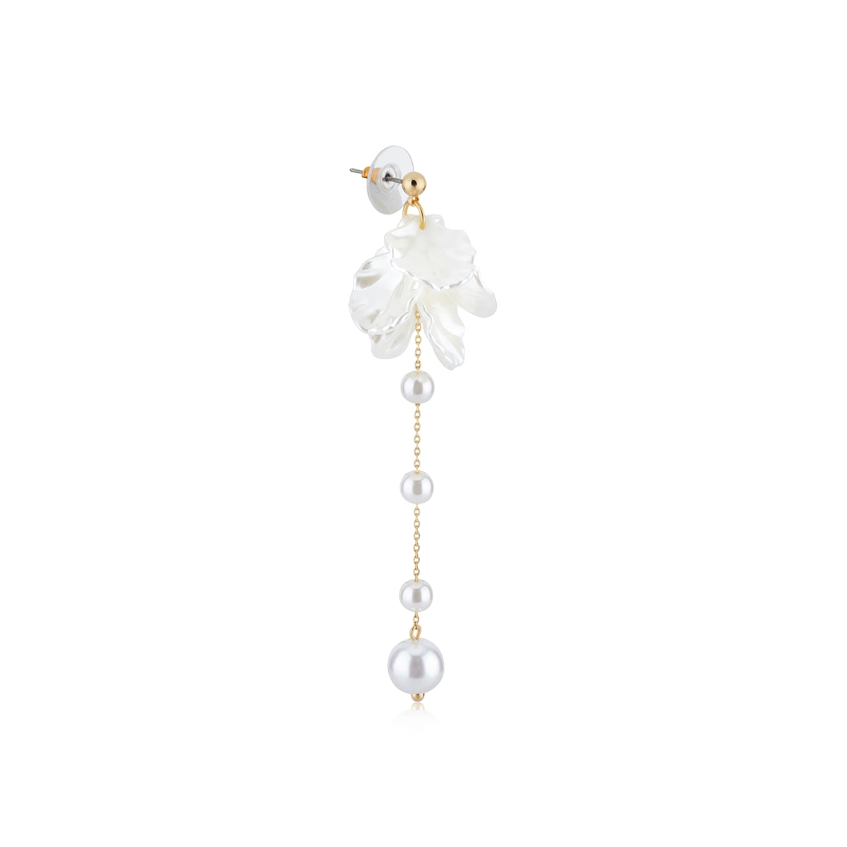 August Woods Gold White Floral Pearl Drop Earrings