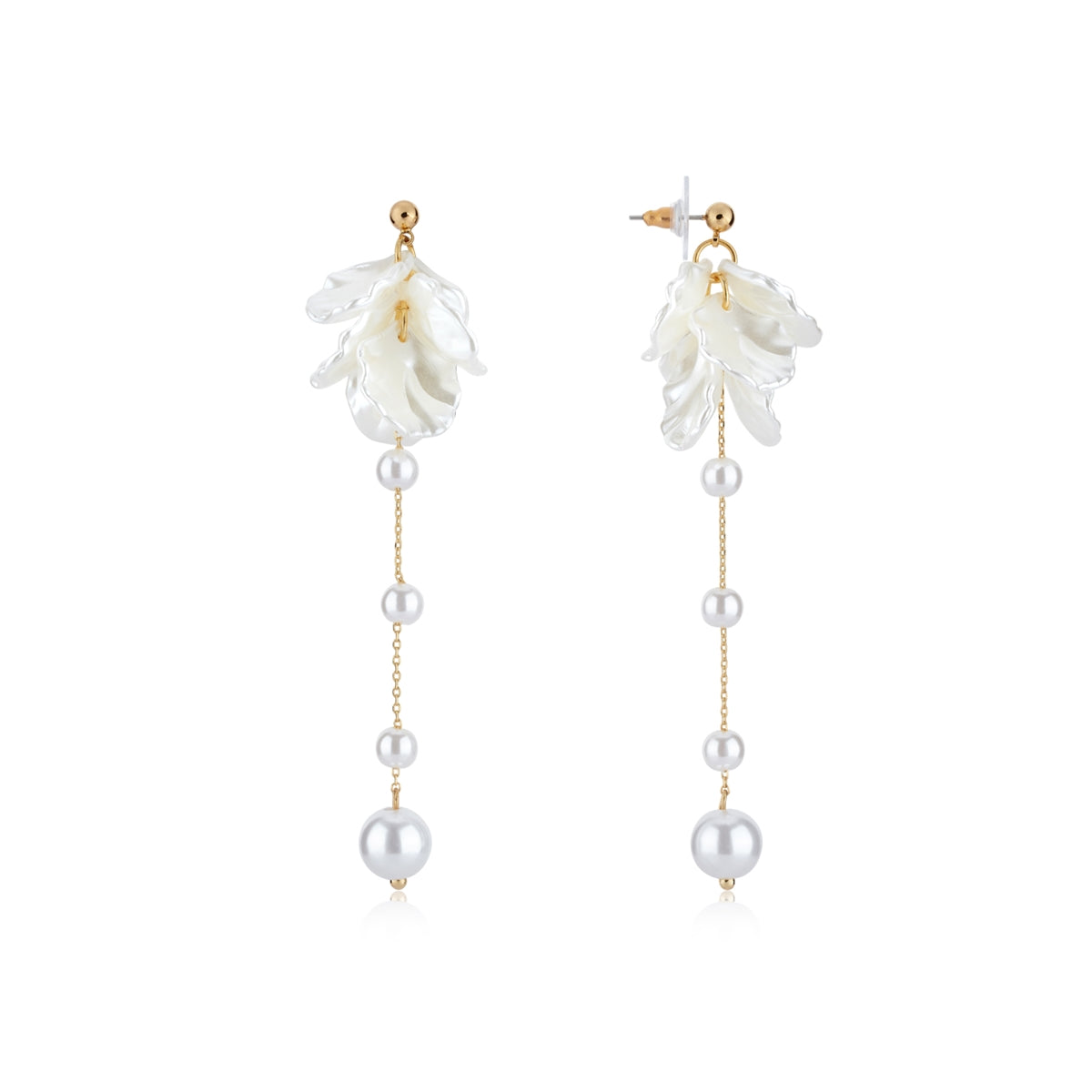 August Woods Gold White Floral Pearl Drop Earrings
