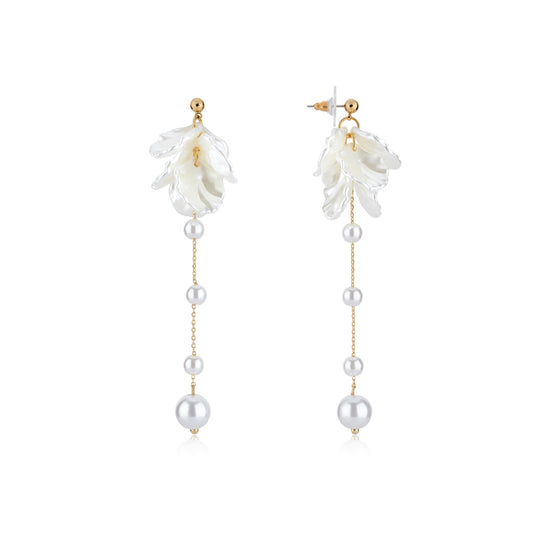 August Woods Gold White Floral Pearl Drop Earrings