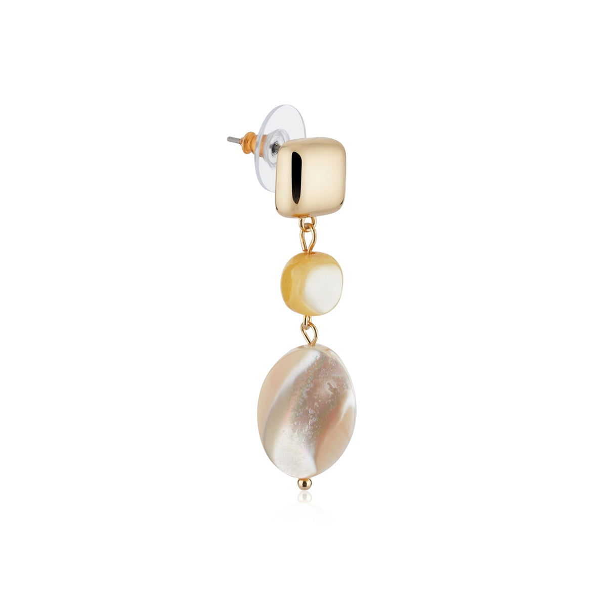 August Woods Gold White Resin Shell Earrings