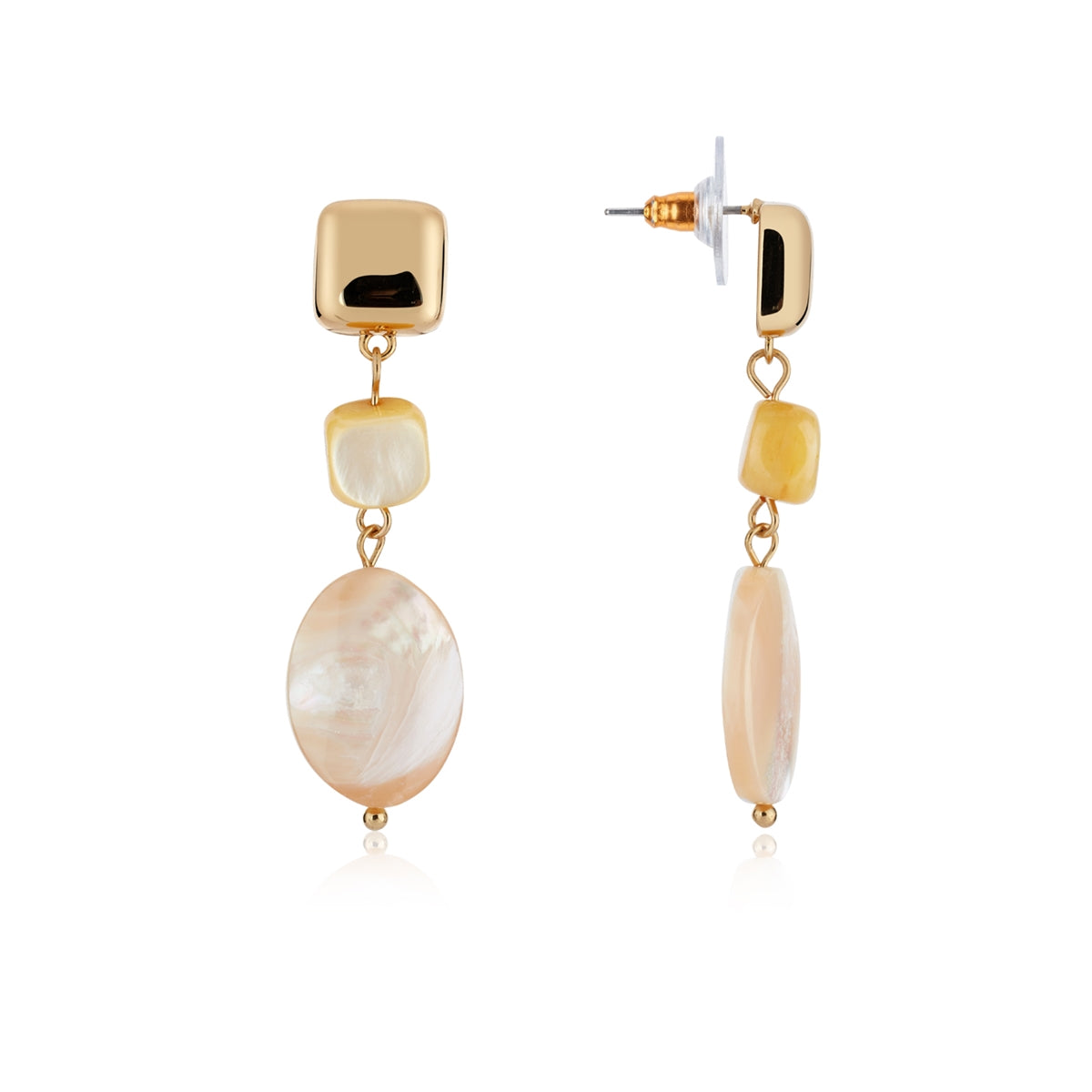 August Woods Gold White Resin Shell Earrings