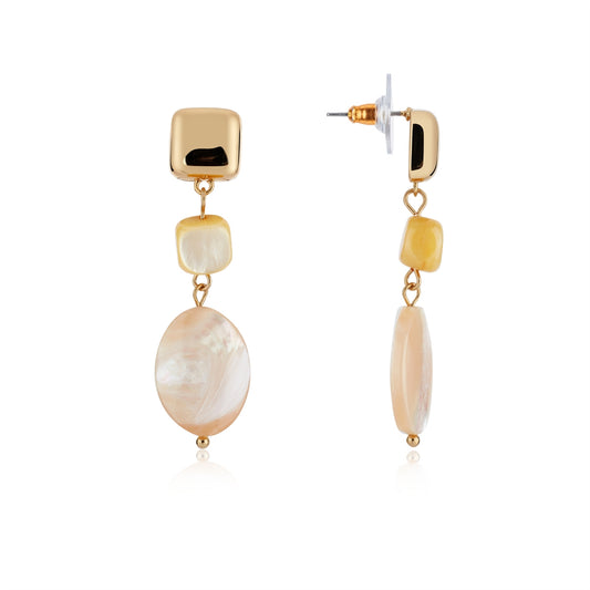 August Woods Gold White Resin Shell Earrings