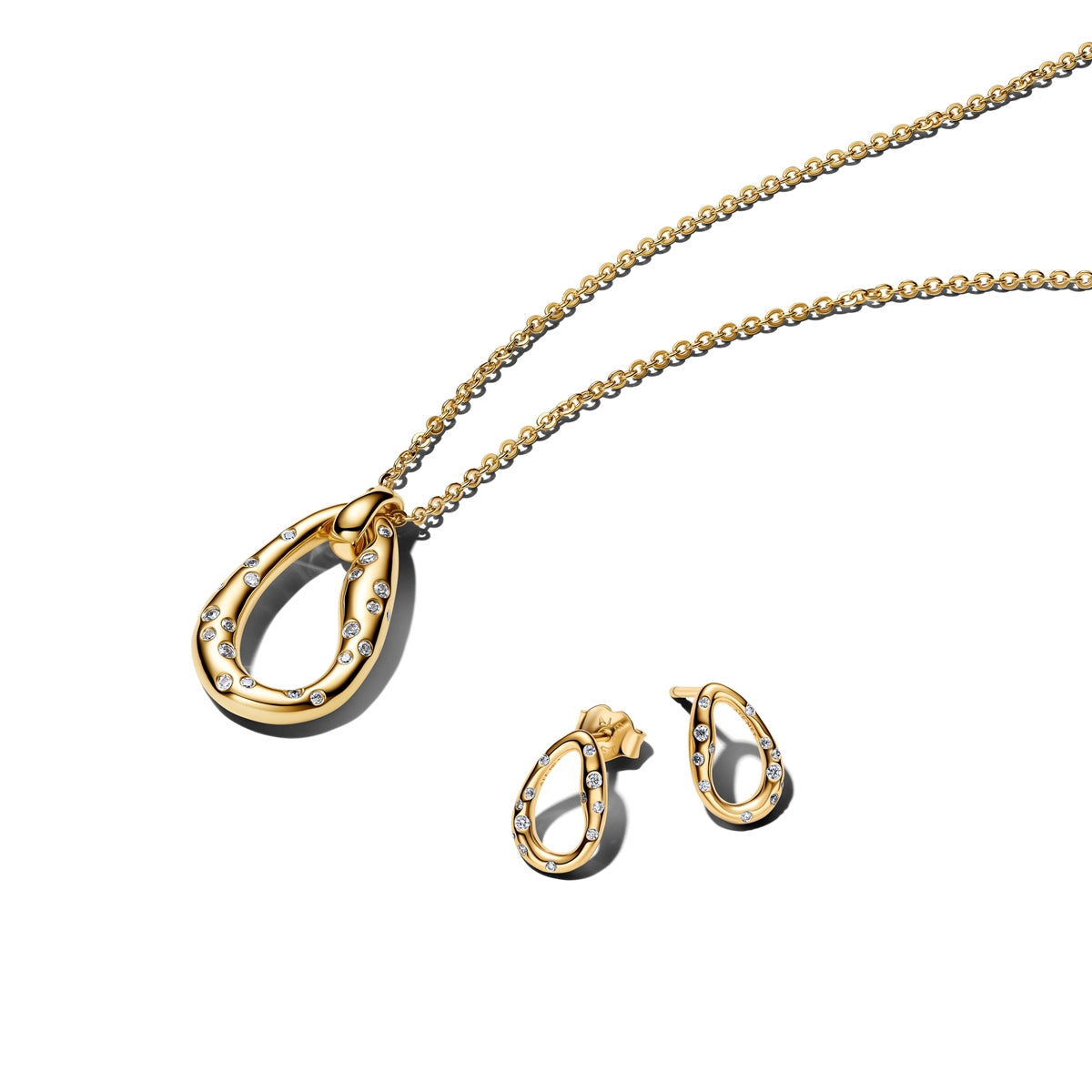 Pandora Organically Shaped Stone-Set Oval Necklace & Earrings Set