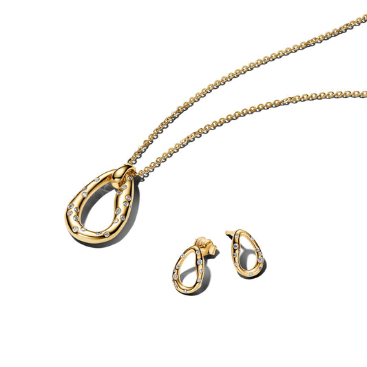 Pandora Organically Shaped Stone-Set Oval Necklace & Earrings Set