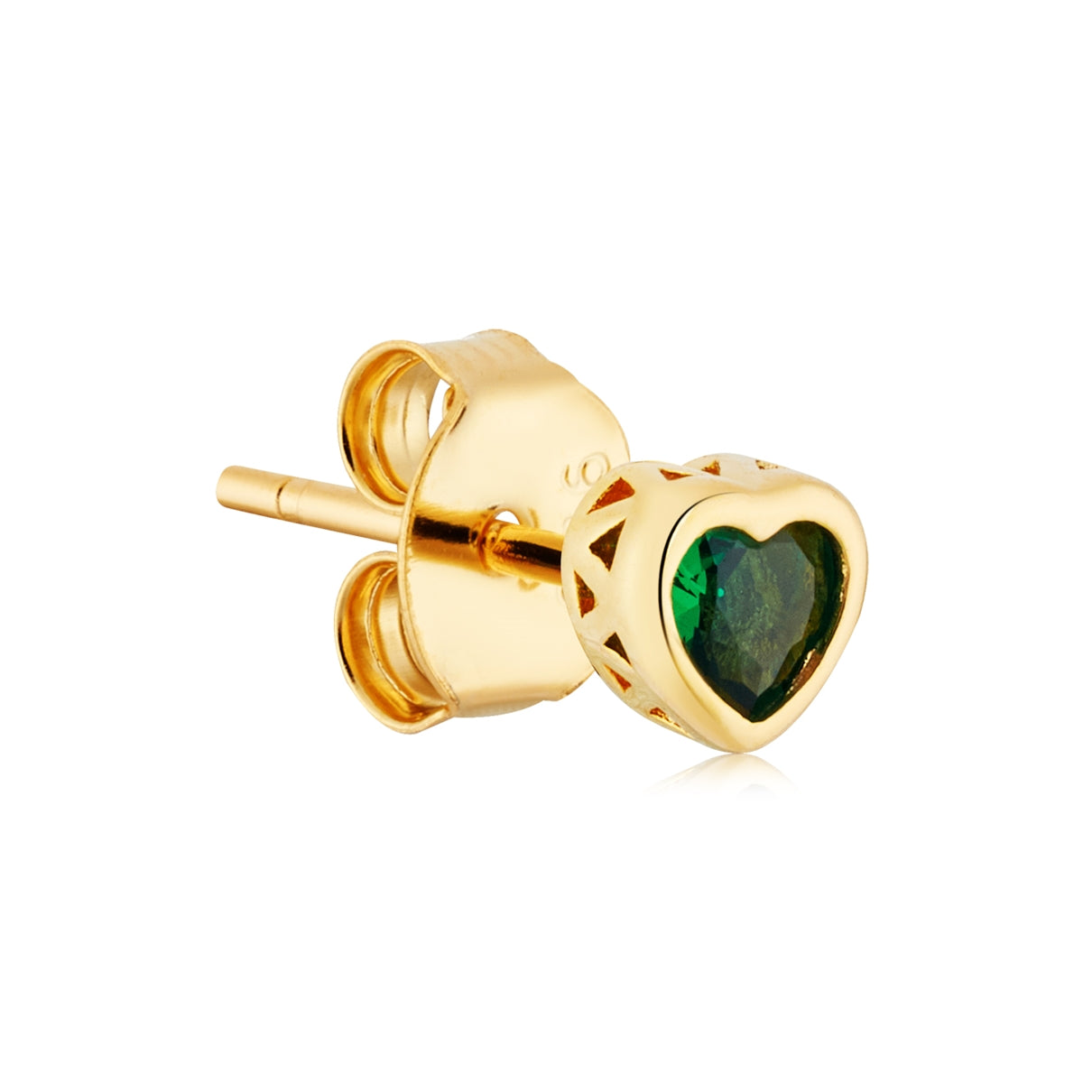 Argento Gold Mini Green Heart Stud Earrings