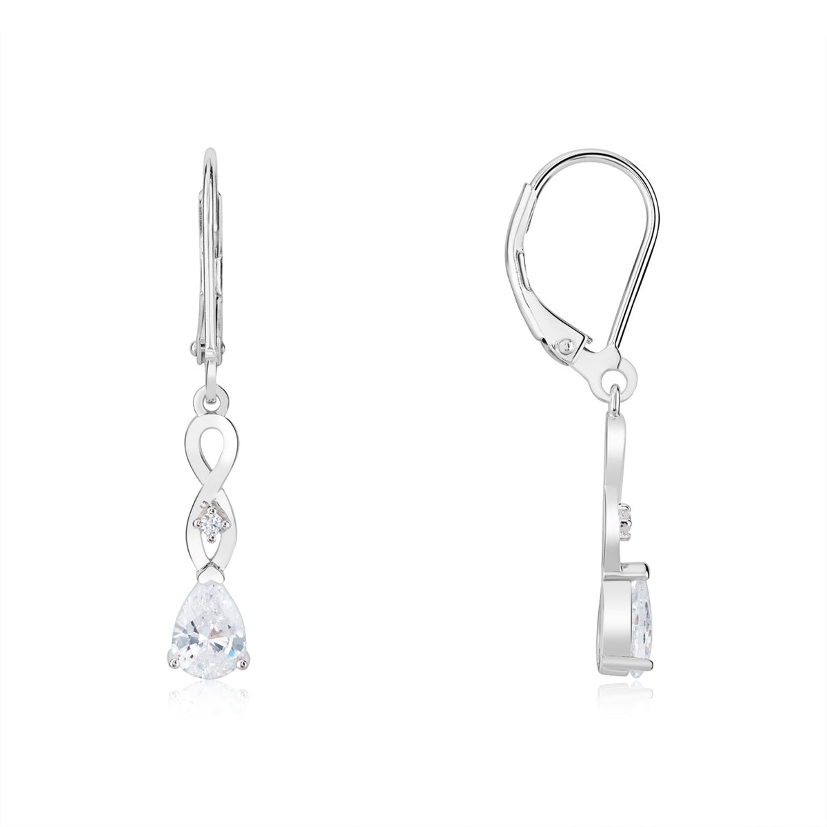 Argento Silver Infinity Pear CZ Drop Earring