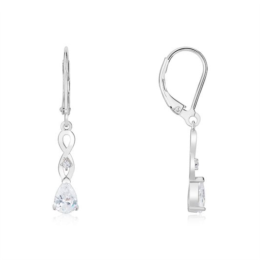 Argento Silver Infinity Pear CZ Drop Earring