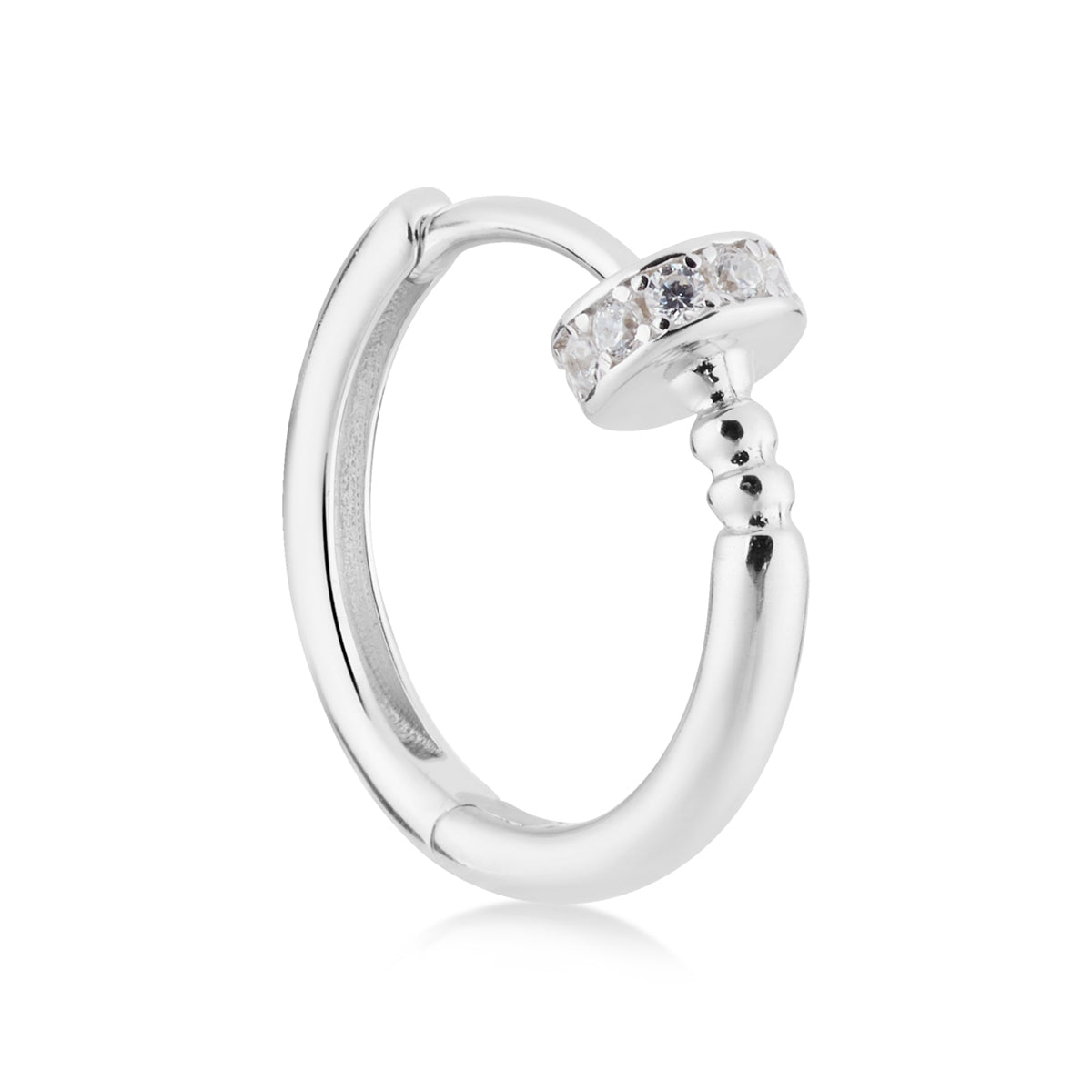 Argento Silver Pavé Bead Hoop Earrings