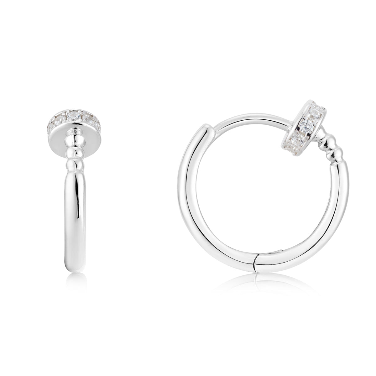 Argento Silver Pavé Bead Hoop Earrings