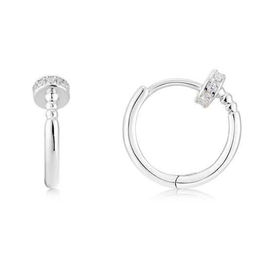 Argento Silver Pavé Bead Hoop Earrings