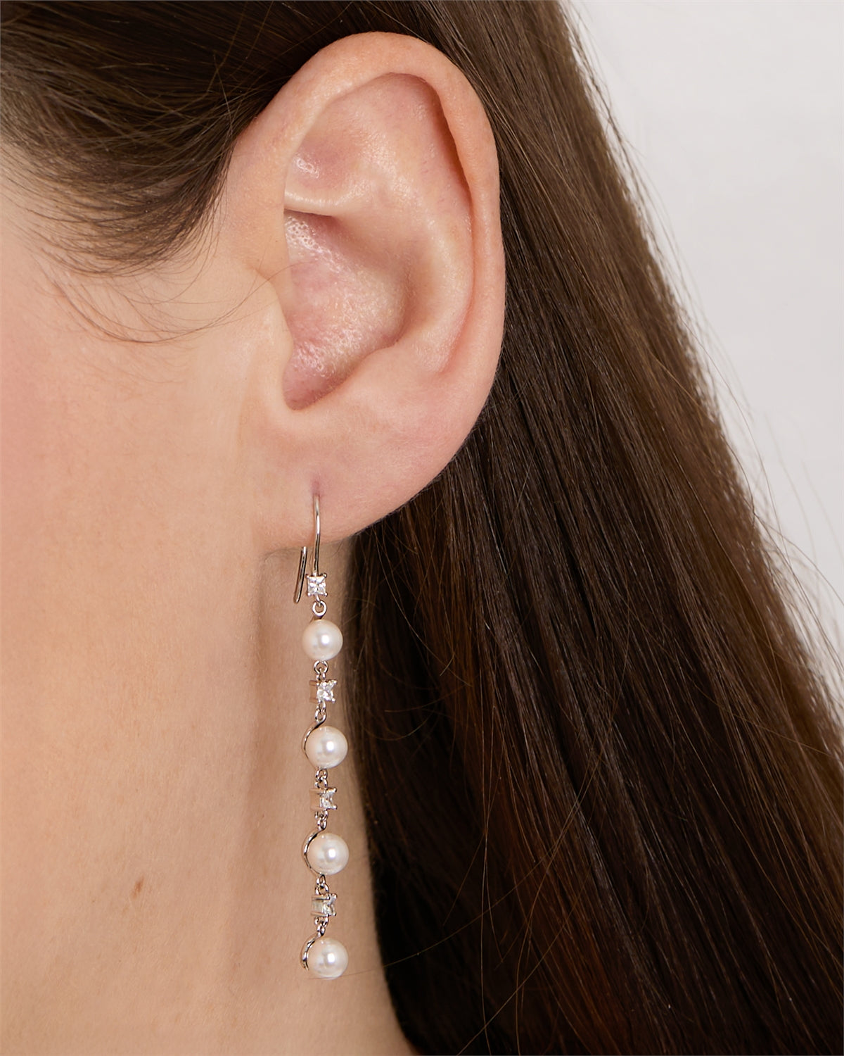 Argento Silver Crystal Pearl Drop Earrings