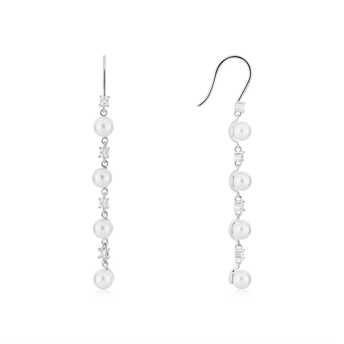 Argento Silver Crystal Pearl Drop Earrings