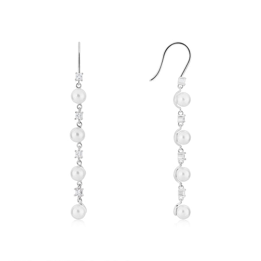 Argento Silver Crystal Pearl Drop Earrings