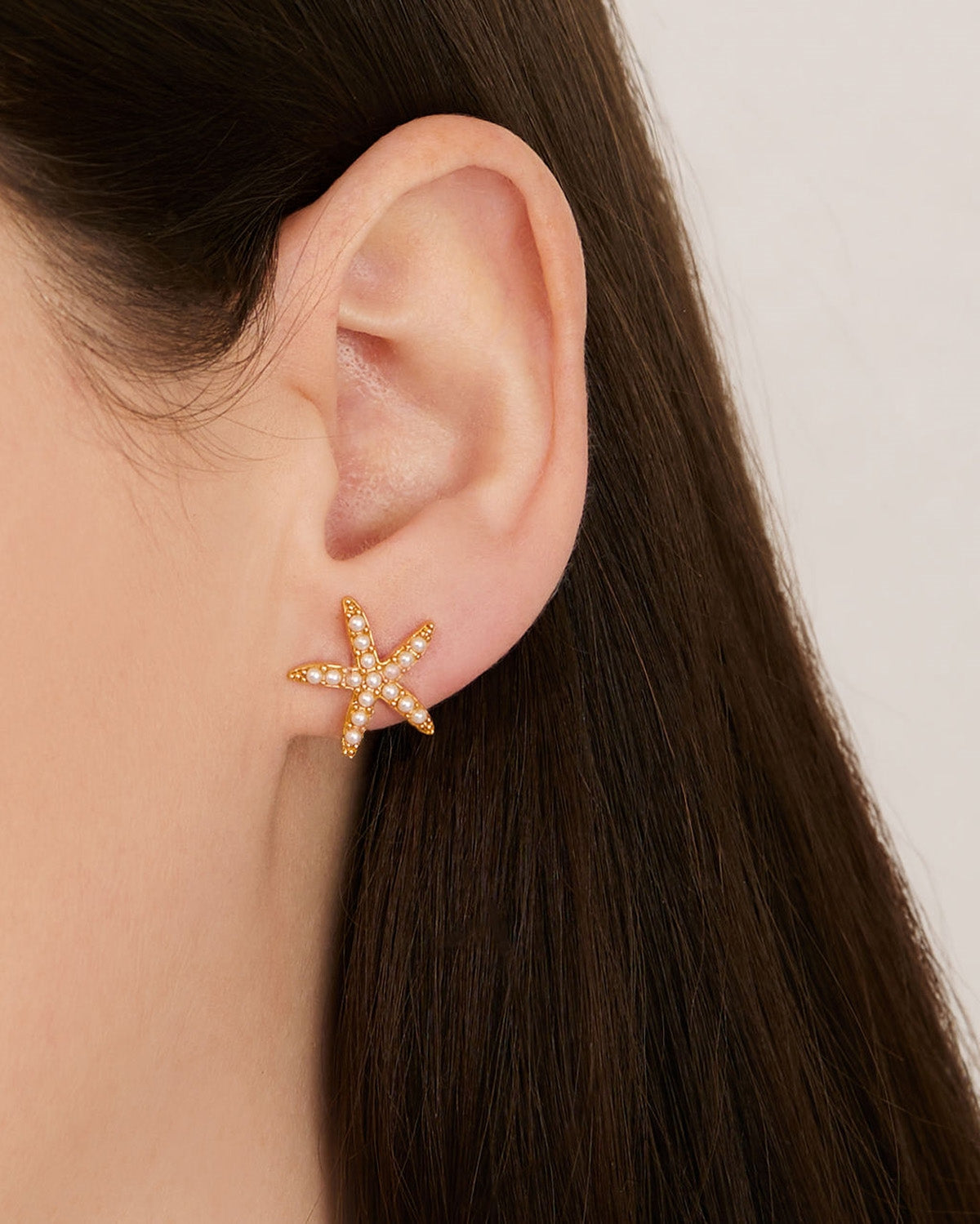 August Woods Gold Pearl Starfish Studs