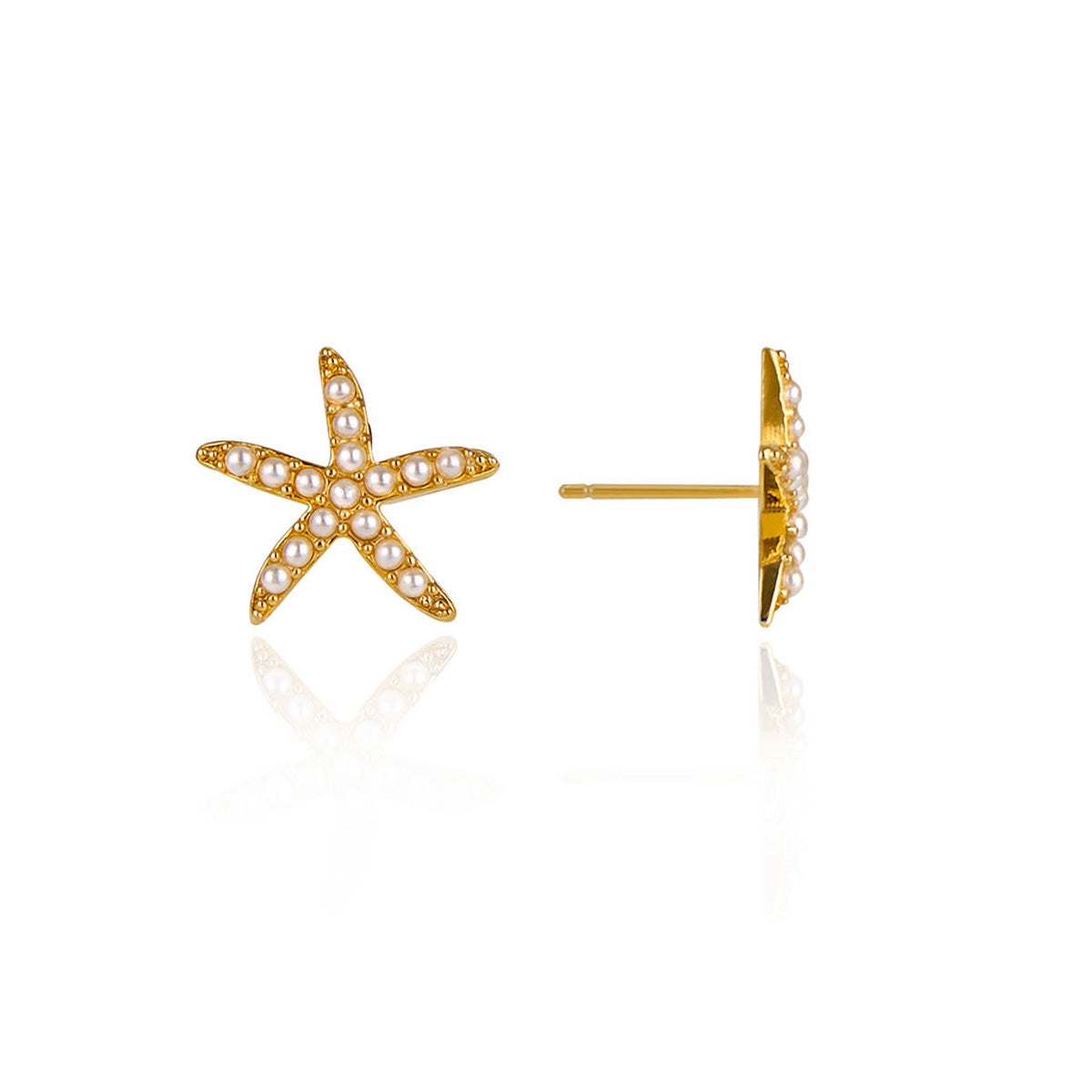 August Woods Gold Pearl Starfish Studs