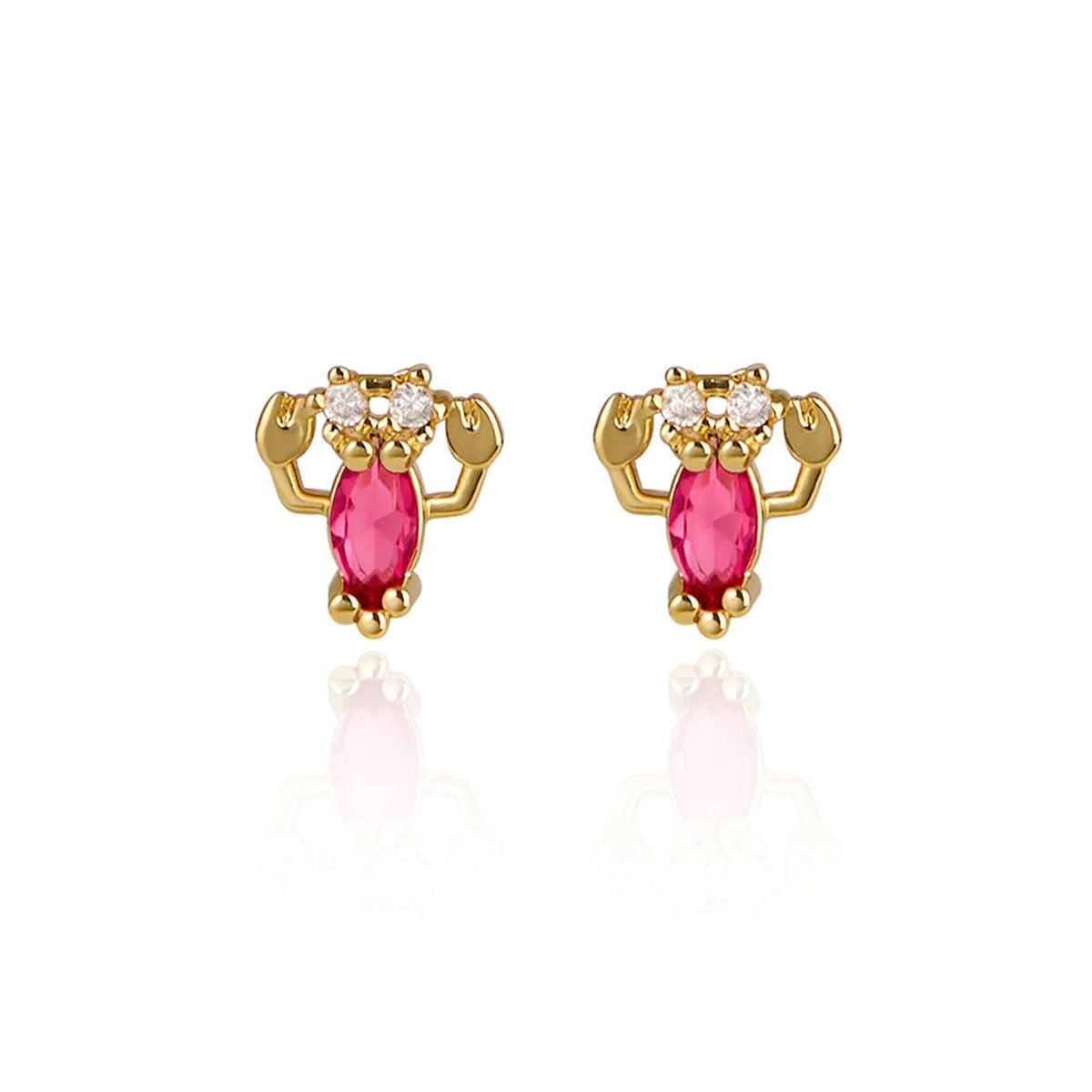 August Woods Gold Pink Lobster CZ Studs