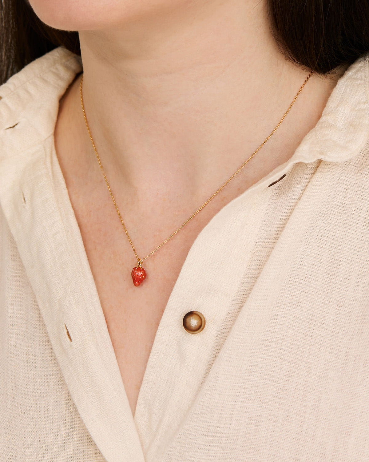 August Woods Gold Red Strawberry Necklace