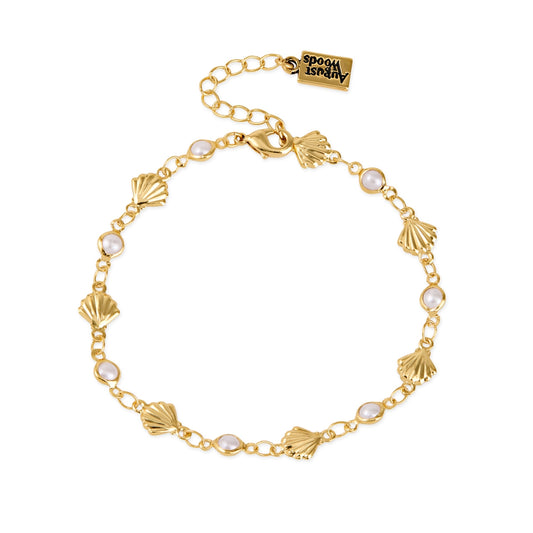 August Woods Gold Shell Pearl Bracelet