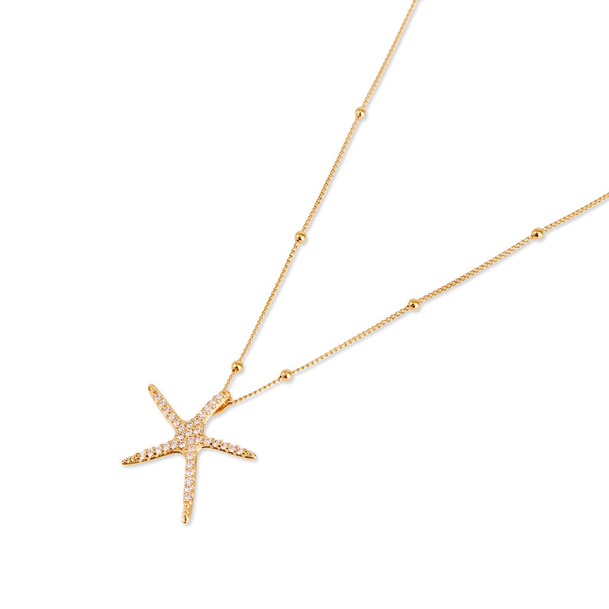 August Woods Gold Starfish CZ Ball Chain Necklace