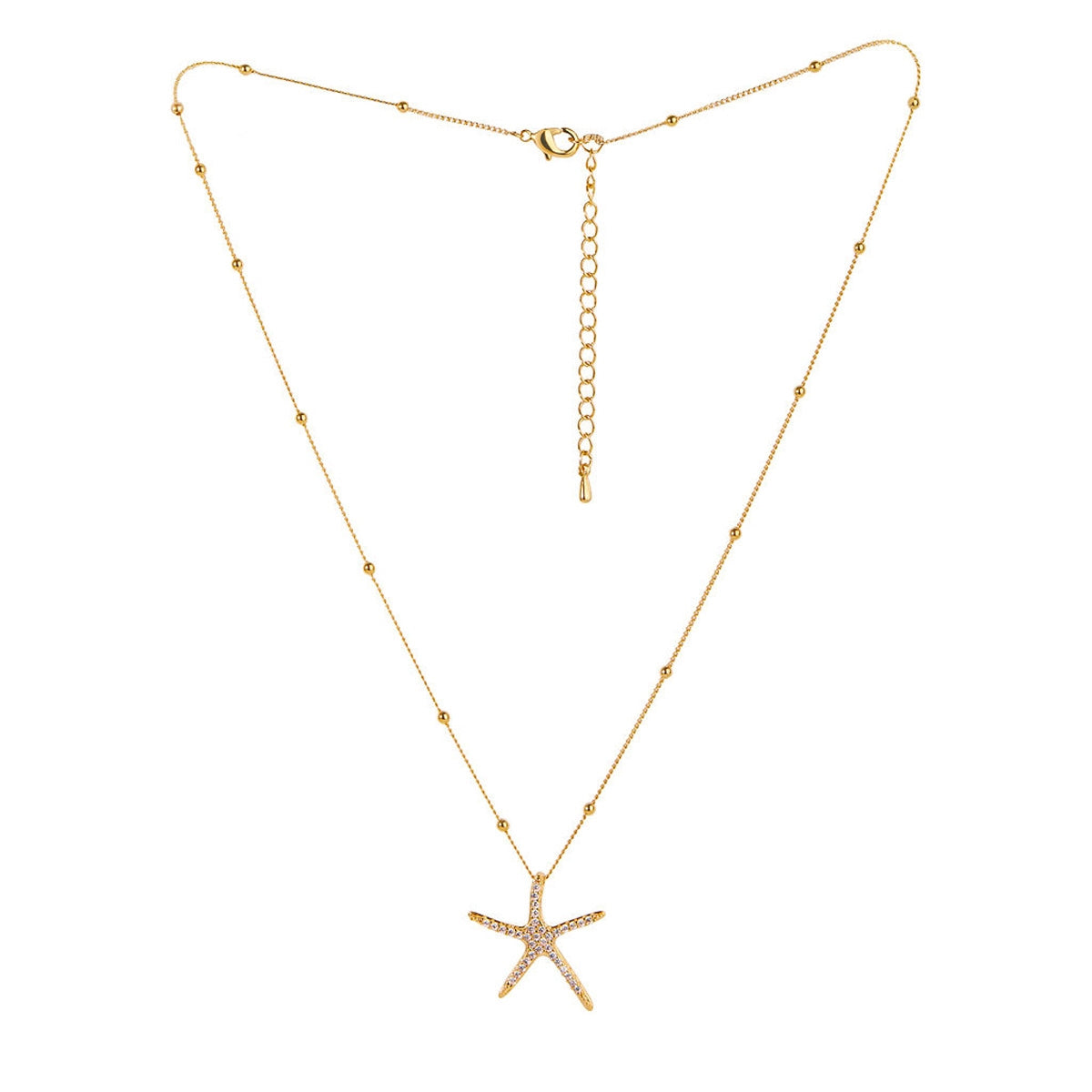 August Woods Gold Starfish CZ Ball Chain Necklace