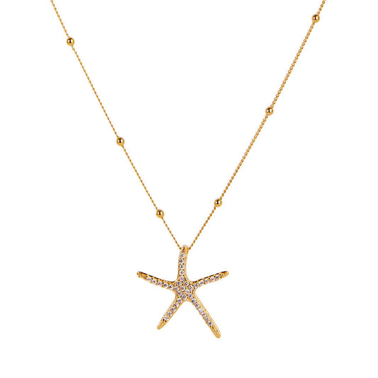 August Woods Gold Starfish CZ Ball Chain Necklace