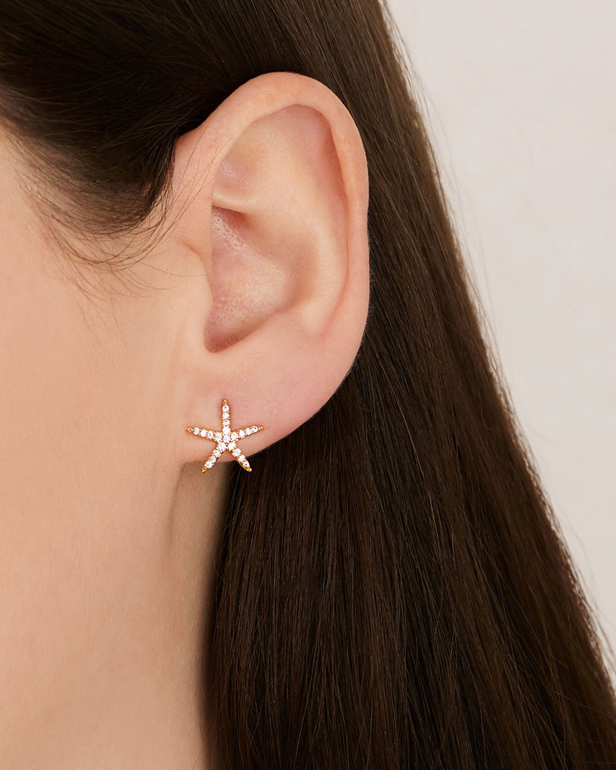 August Woods Gold Starfish CZ Studs