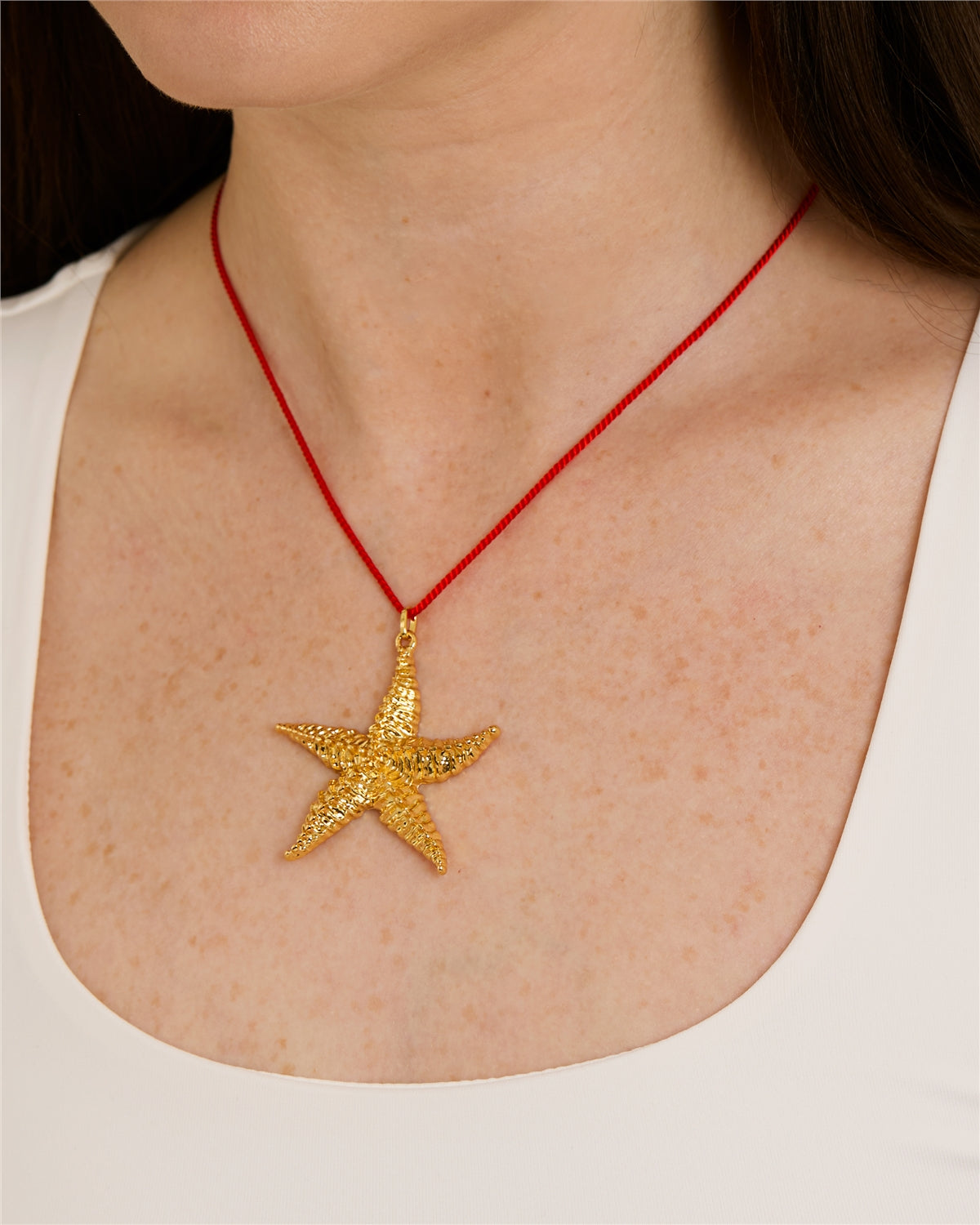 August Woods Gold Starfish Rope Pull Necklace