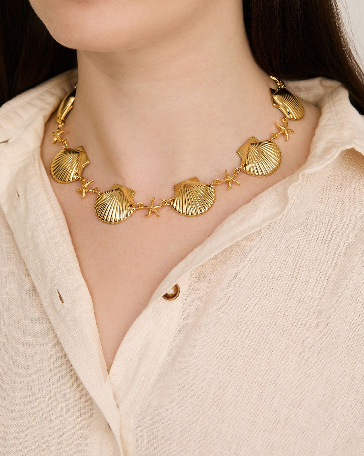 August Woods Gold Statement Shell Necklace