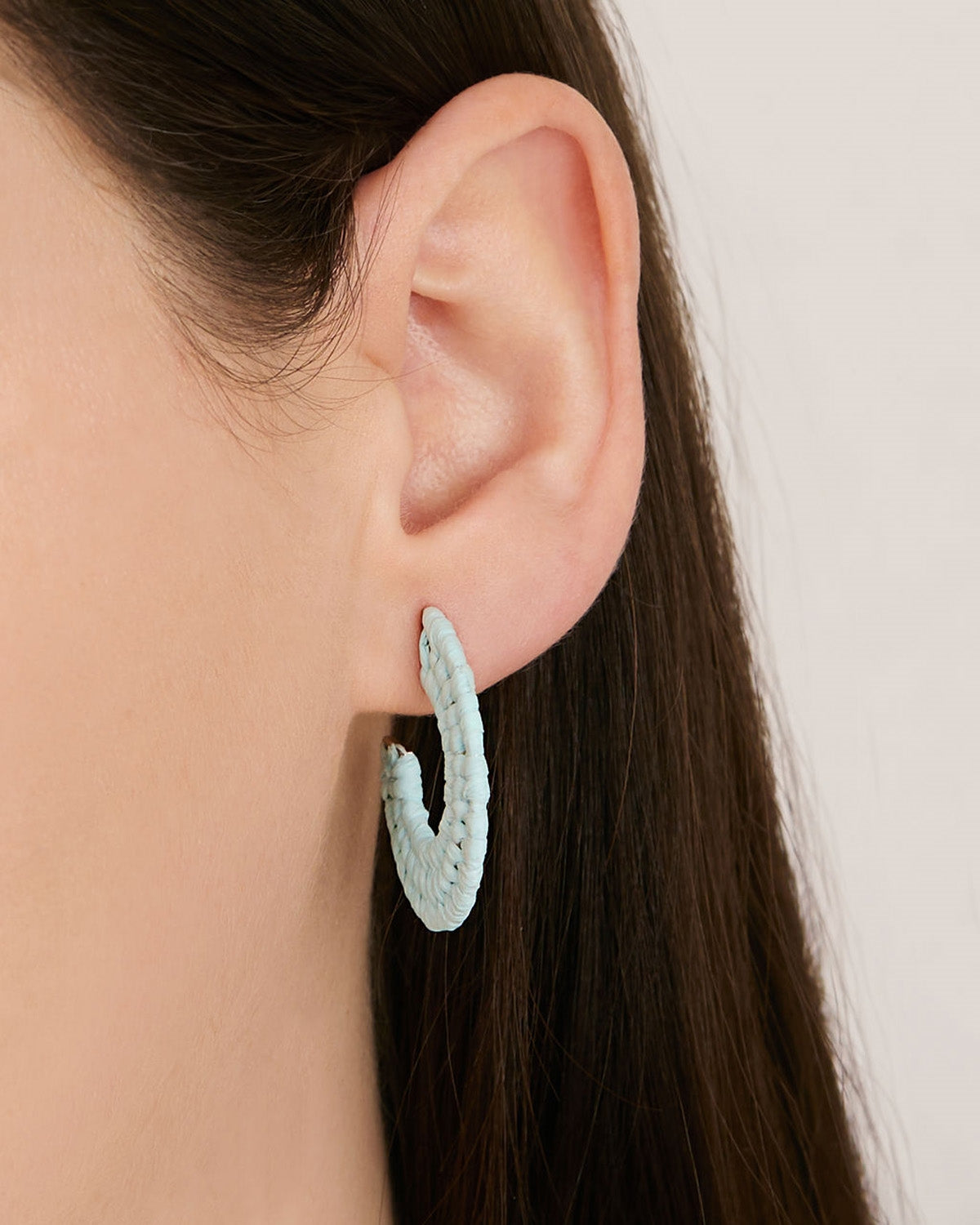August Woods Light Blue Woven Hoop Earrings