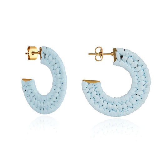 August Woods Light Blue Woven Hoop Earrings