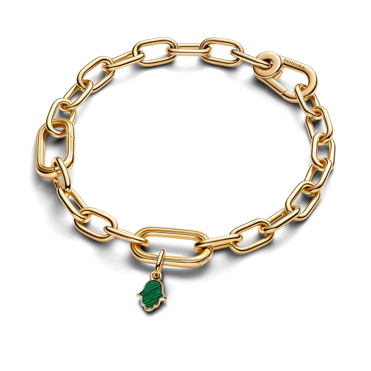 Pandora Gold Green Hamsa Hand Mini Dangle Charm