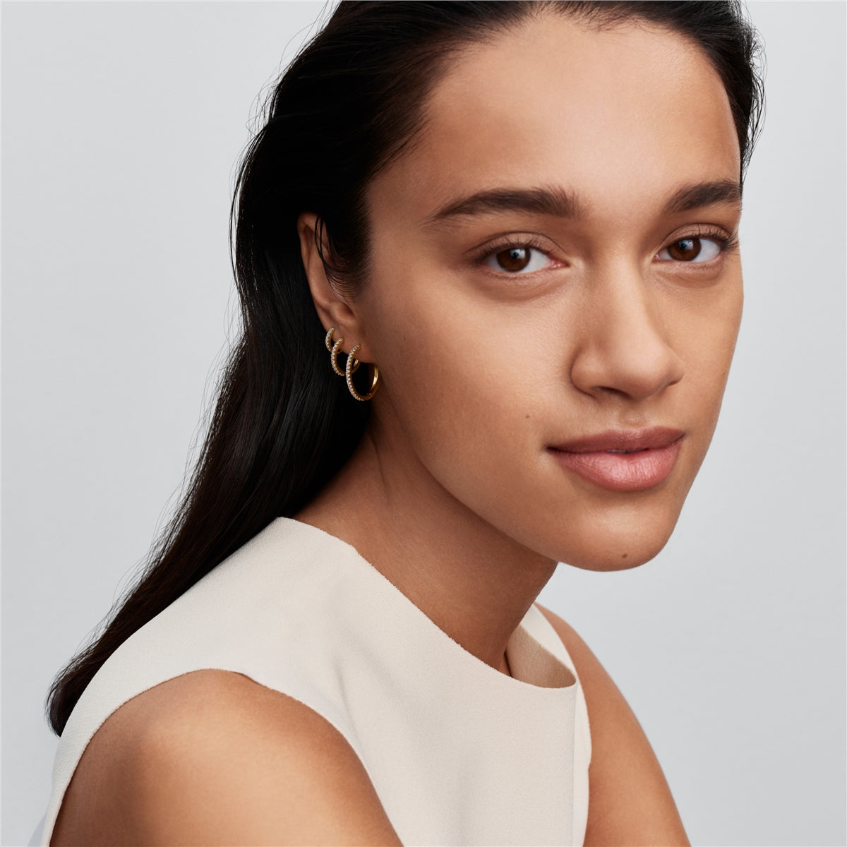 Pandora Gold Sparkling Mini Hoop Earrings