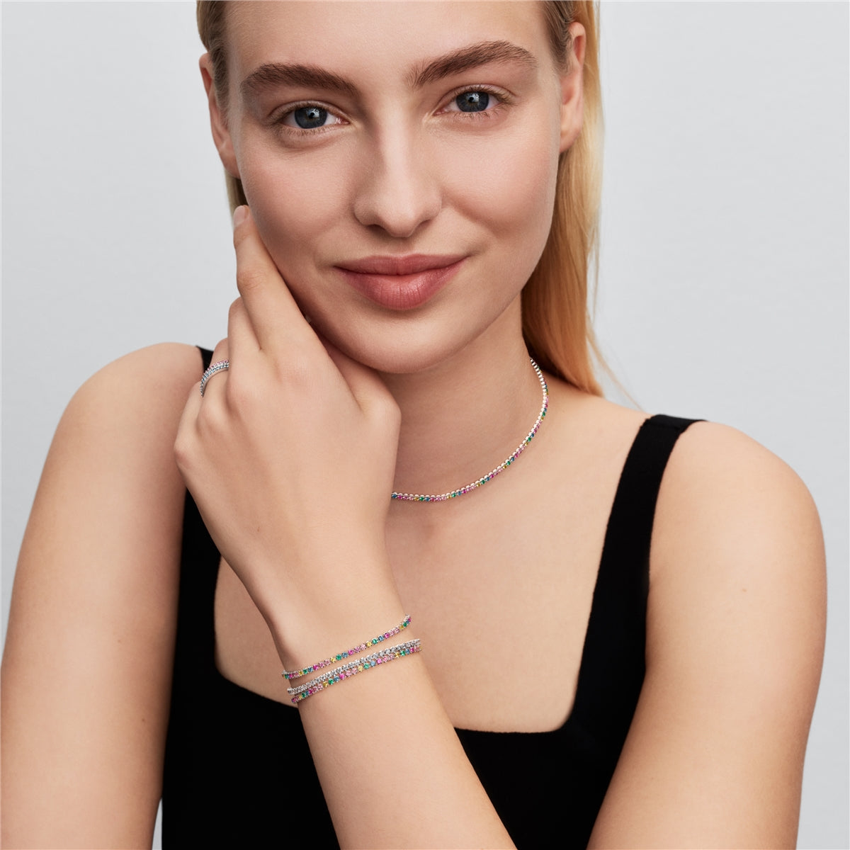 Pandora Silver Rainbow Tennis Necklace