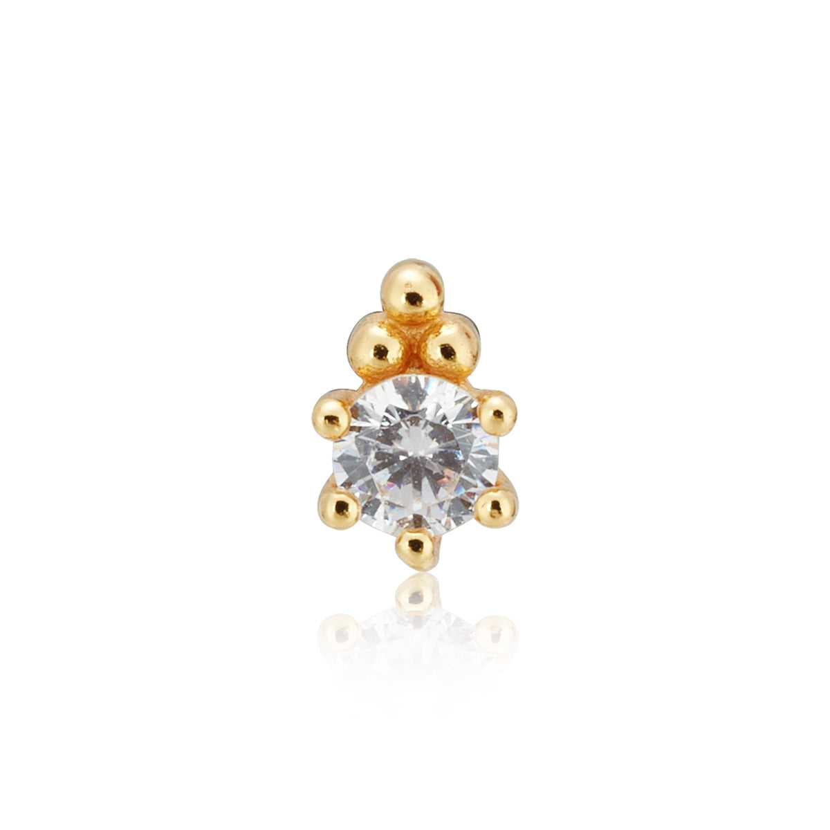 Argento Gold White CZ Flatback Single Earring
