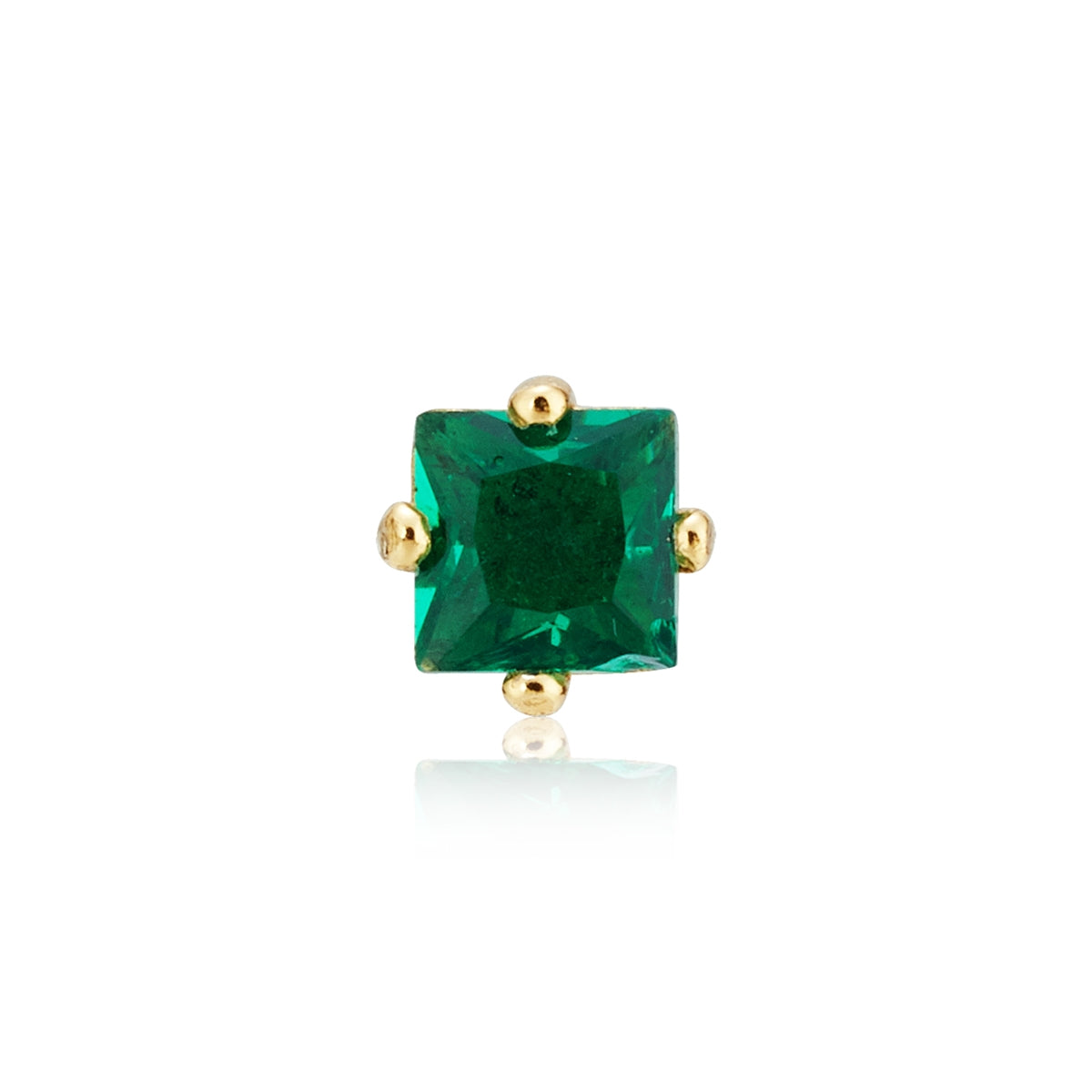Argento Gold Green CZ Single Flatback Earring