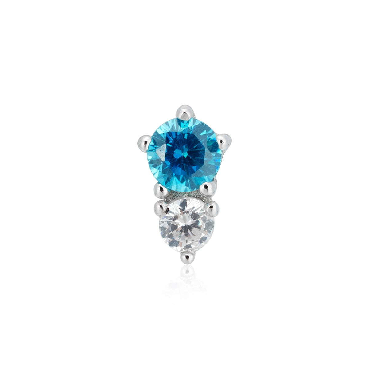 Argento Silver Blue CZ Flatback Single Earring