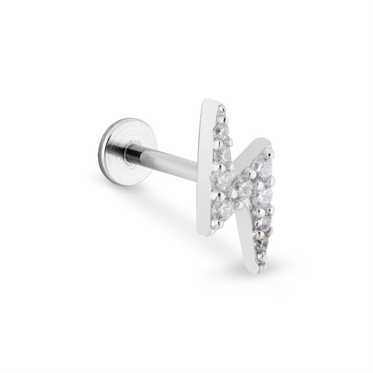 Argento Silver Lightning Bolt Flatback Single Earring