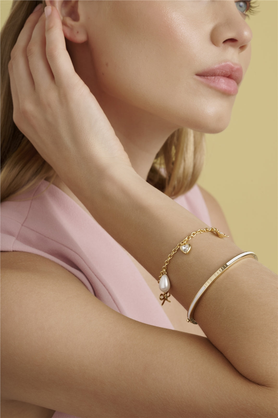 Ted Baker Gold Roley White Enamel Bangle