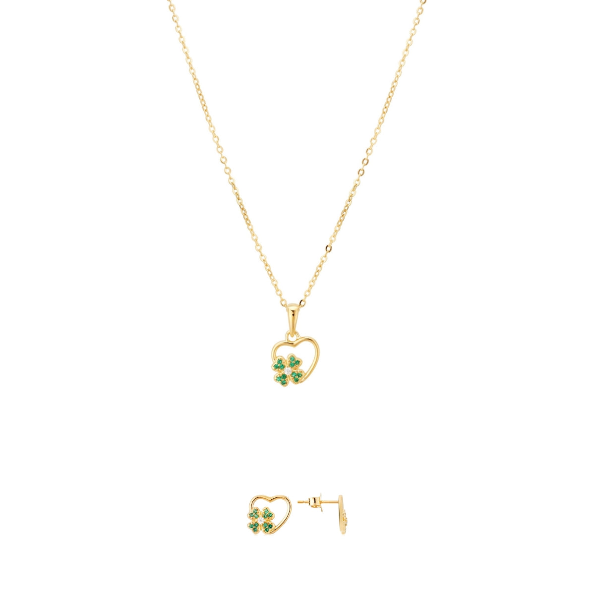 Gold Clover Heart Set