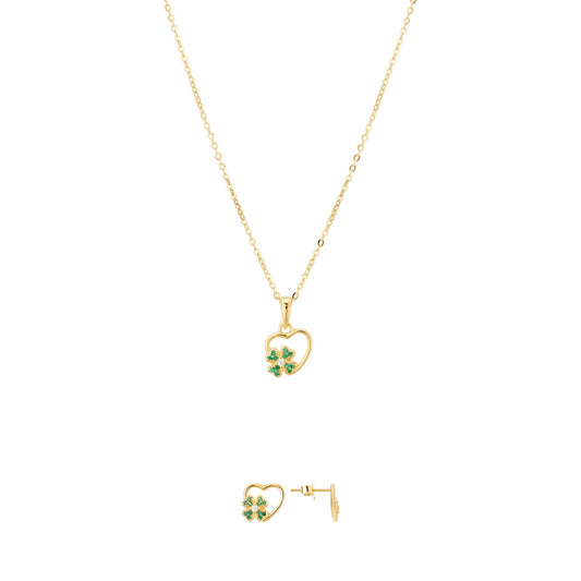 Argento Gold Green Clover Heart Set