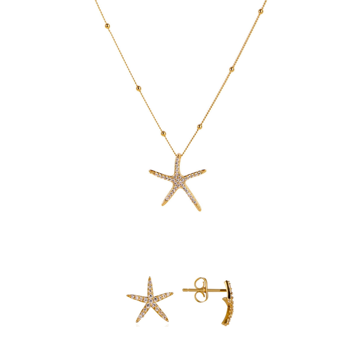 August Woods Gold Starfish CZ Set