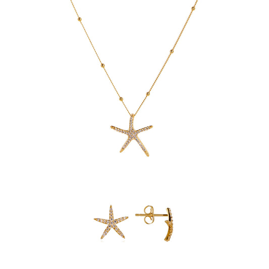 August Woods Gold Starfish CZ Set