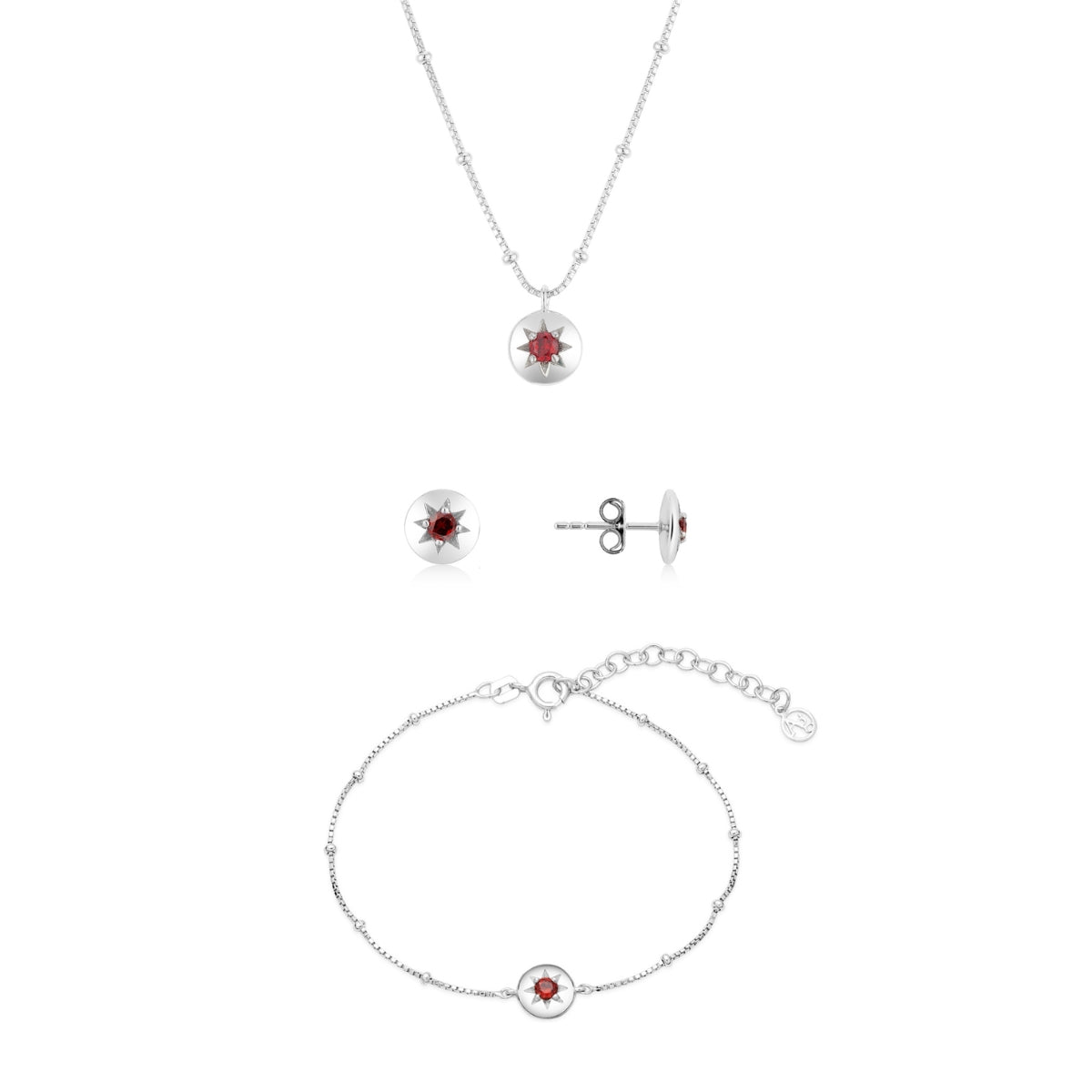 Argento Silver January Birthstones Garnet Set