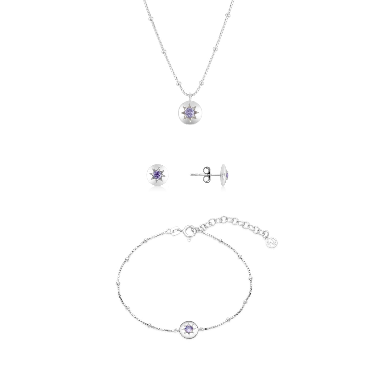 Argento Silver February Amethyst Birthstone Gift Set