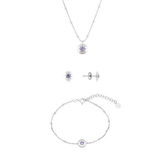 Argento Silver February Amethyst Birthstone Gift Set