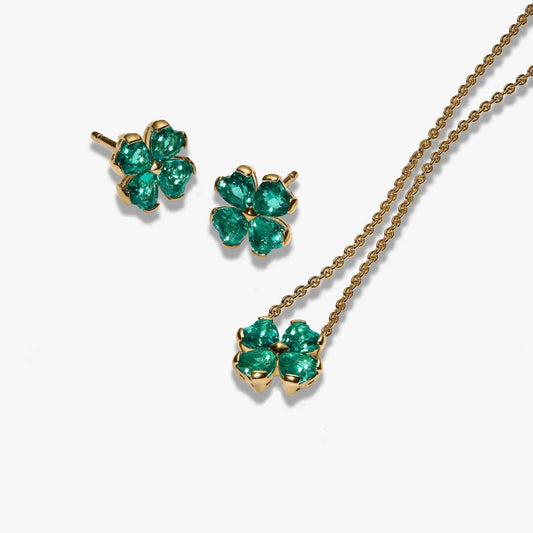Pandora Gold Green Lucky Clover Set