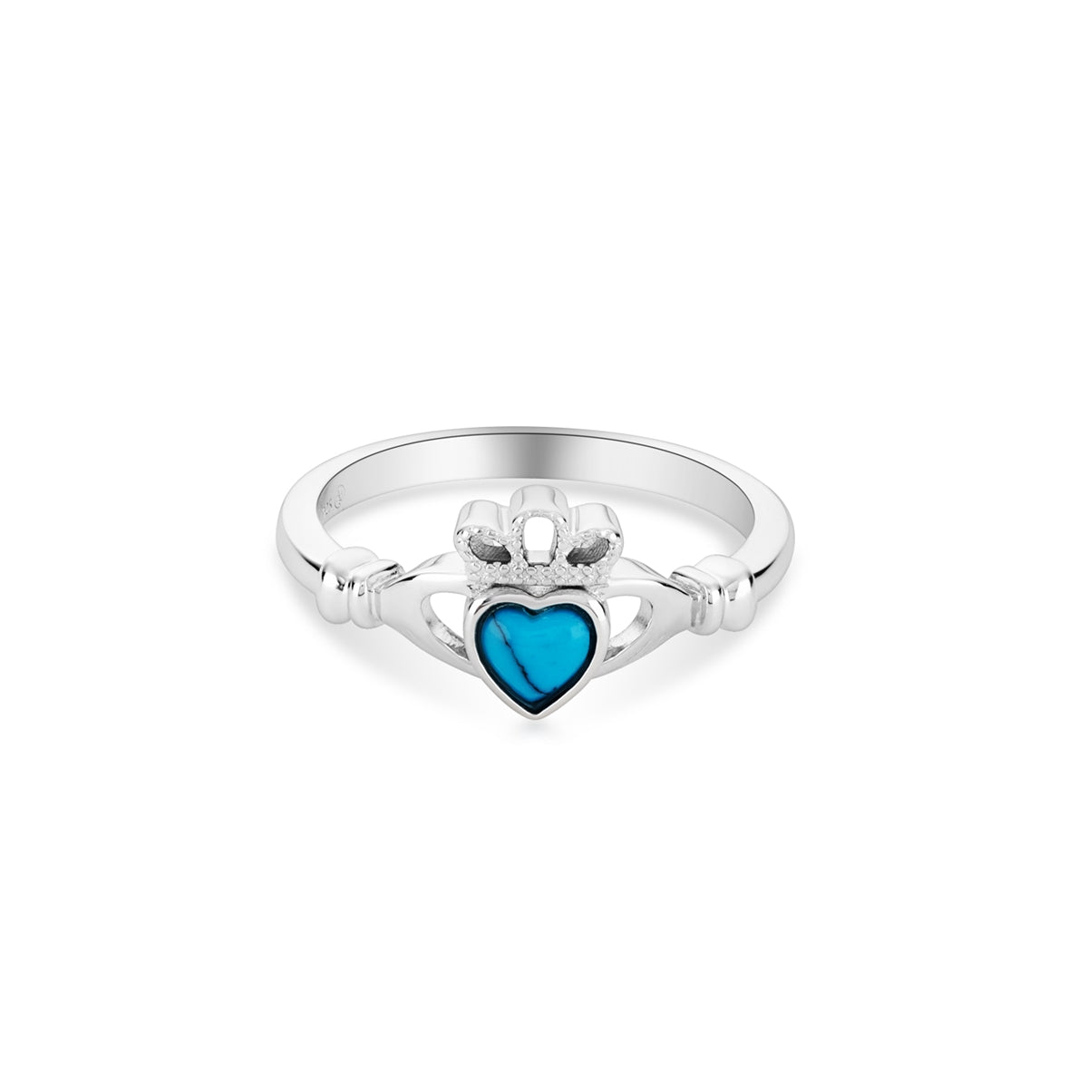 Argento Silver December Turquoise Claddagh Ring